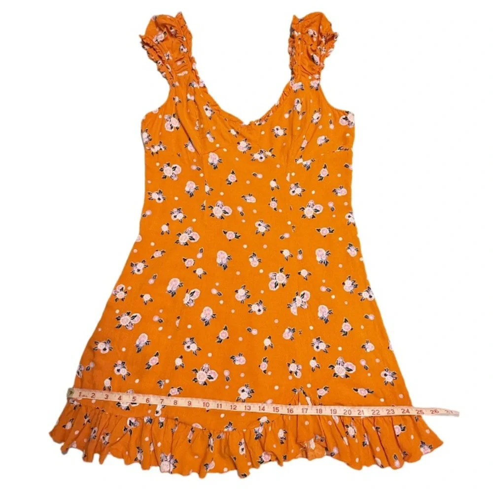 FREE PEOPLE | Like A Lady Mini Dress Orange Summer Beach Vacation Floral Boho